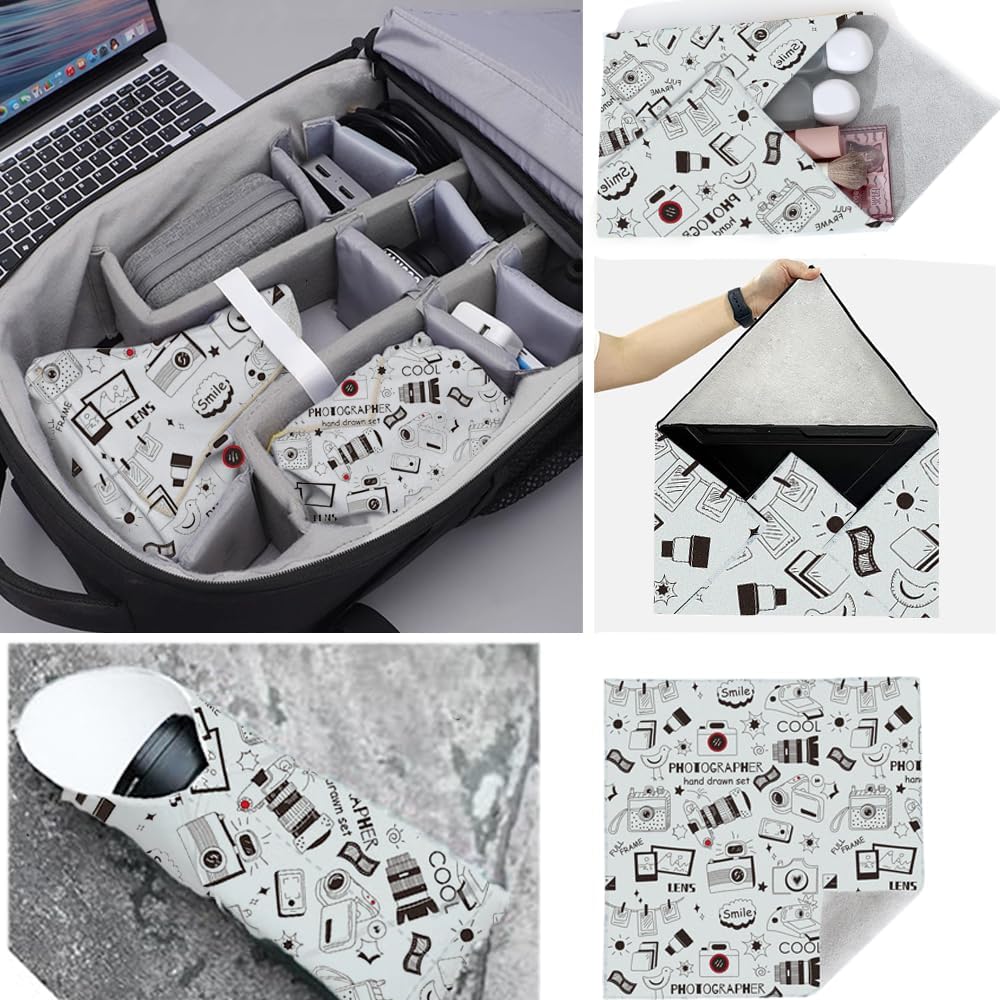 ZORBES® Camera Lens Wrapping Cloth 45x45cm Magic Grippy Multi-Use Fashion Print Design Non-Slip Waterproof Silicone-Coated Organizer Wrap for Tools Gears Accessories 2PCS ZORBES® Camera Lens Wrapping Cloth 45x45cm Magic Grippy Multi-Use Fashion Print Design Non-Slip Waterproof Silicone-Coated Organizer Wrap for Tools Gears Accessories 2PCS